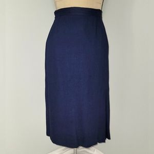 Vintage Navy skirt with side buttoned pleat Sz 10